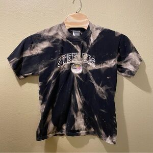 Men’s Large NFL Pittsburgh Steelers Embroidered Upcycled Bleached Tie Dye Shirt